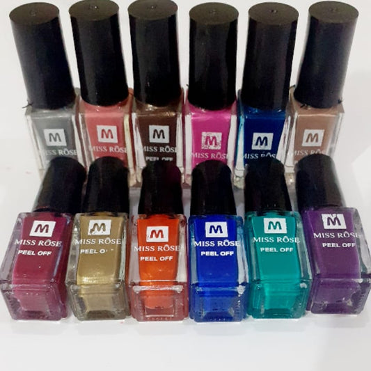 12 Peel Off Nail Paints | Multicolor Nail Polish for Girls