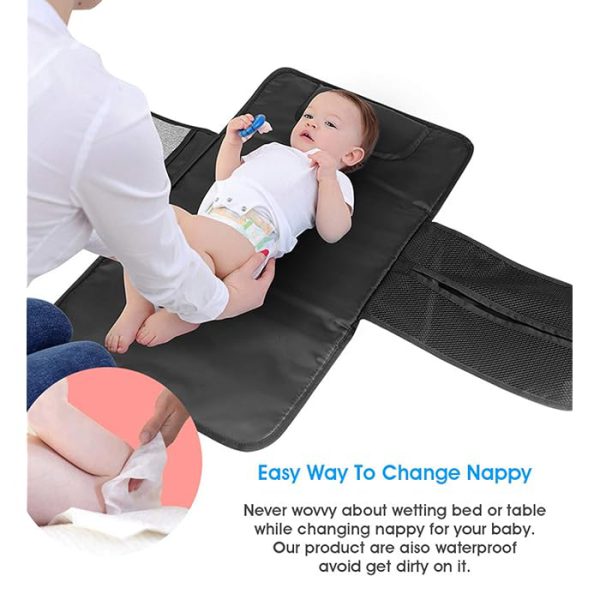 Baby Diaper Changing Mat | 2 Pockets | For Wipes And Diapers | Waterproof | Foldable | Washable | Sheet Portable | Diaper Changing Pad