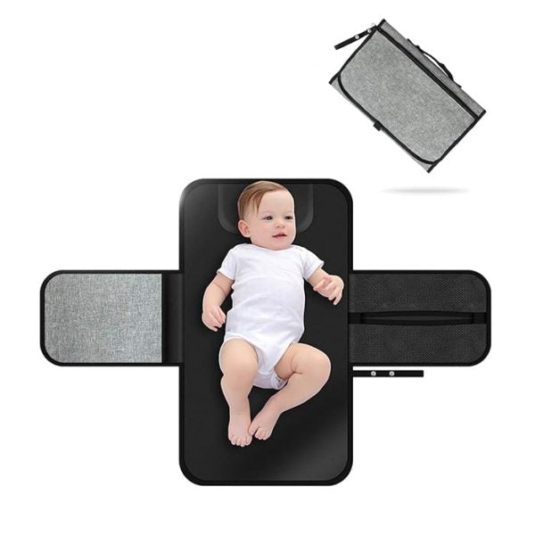 Baby Diaper Changing Mat | 2 Pockets | For Wipes And Diapers | Waterproof | Foldable | Washable | Sheet Portable | Diaper Changing Pad